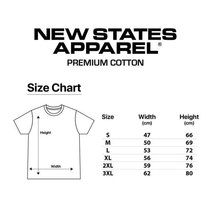 Kaos Polos New States Apparel Premium Cotton T-shirt 7200 24s Built Up