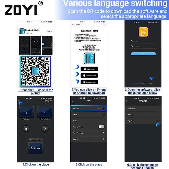 ZOYI ZT-300AB True RMS NCV Upgrade Auto Mutlitester Bluetooth Dital