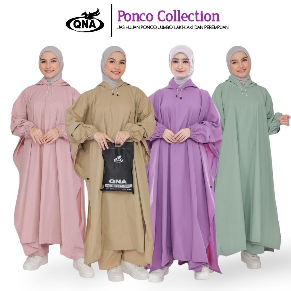 PREMIUM JAS HUJAN PONCO LENGAN KELELAWAR PRIA WANITA DEWASA BY QNA JUMBO