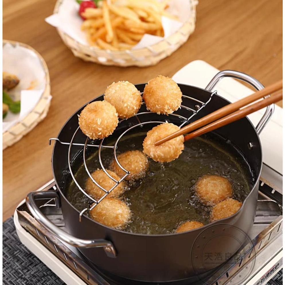 Deep Fryer Pot Panci Wajan Penggorengan 24 cm Dengan Rak Tirisan Panci Dengan Peniris 20cm AFF