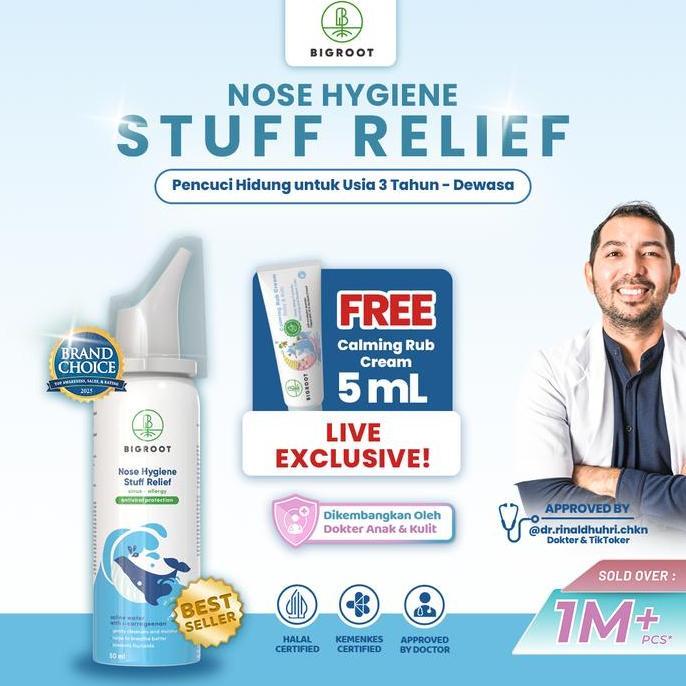 PROMO LIVE EXCLUSIVE Bigroot Nose Hygiene Stuff Relief 50ml Pencuci Hidung Dewasa & Anak 3+ Tahun - 
