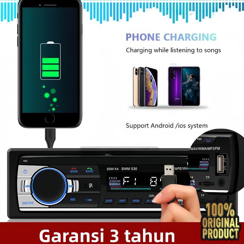 Single Din Head Unit Tape Mobil Multifungsi Bluetooth [Original 100%] Audio Jsd520/530 (Bisa Cas Hp)