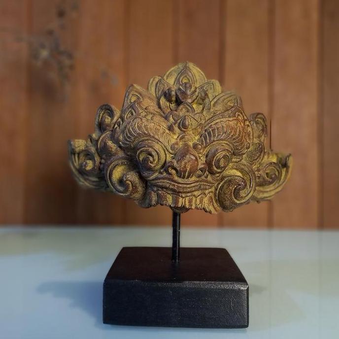 Patung Pajangan Batu Dekorasi Kepala Barong Bali
