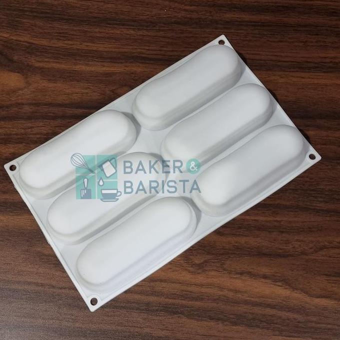 """] cetakan silikon eclair silicone mould 6 lubang eclair mould