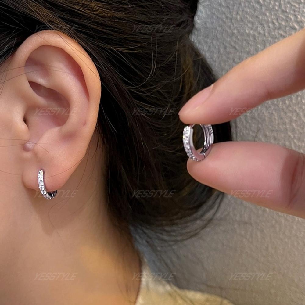 DISKON Yesstyle Anting Titanium Elegan Anting Hoop Wanita Kristal Zircon