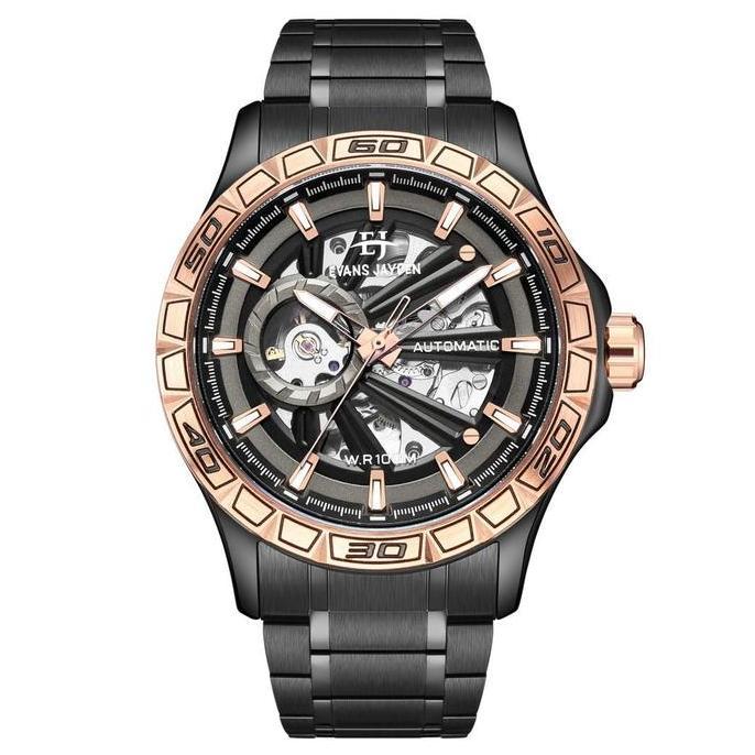 Evans Jayden Jam Tangan Pria 9565 Rantai Automatic Movement Stainless Steel Kaca Sapphire Chronograp