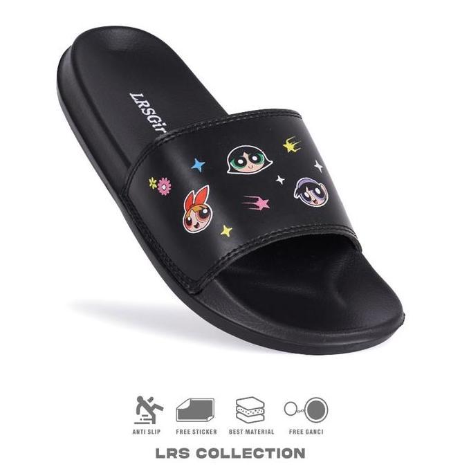 BEST LRS COLLECTION - SANDAL WANITA LRS THE POWERPUFF GIRL CASUAL BLACK