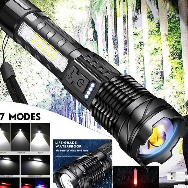 Senter led terangSenter Swat Police Terbaik zoom 7 e cahaya senterLed Rechargeable led a76 j jauhCas