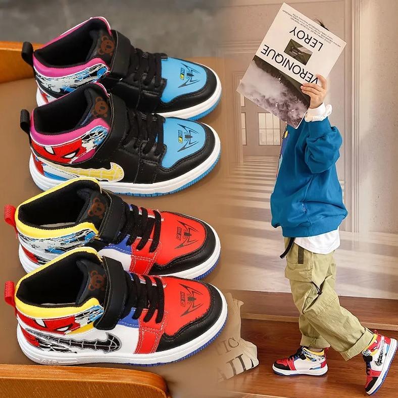 BEST SELLER MOSBO SEPATU ANAK COWOK SPIDERMAN SEPATU BOOT ANAK COWOK CEWEK SEPATU BOOTS KULIT SPIDER