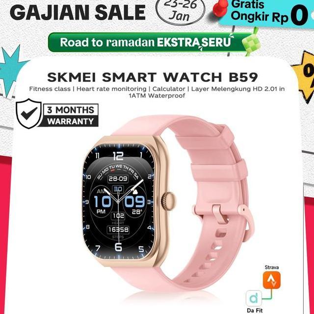 Skmei B59 Smart Watch El Baru Layar Tft Melengkung 201 Inci Tahan Air 1Atm Panggilan Bluetooth Wallr