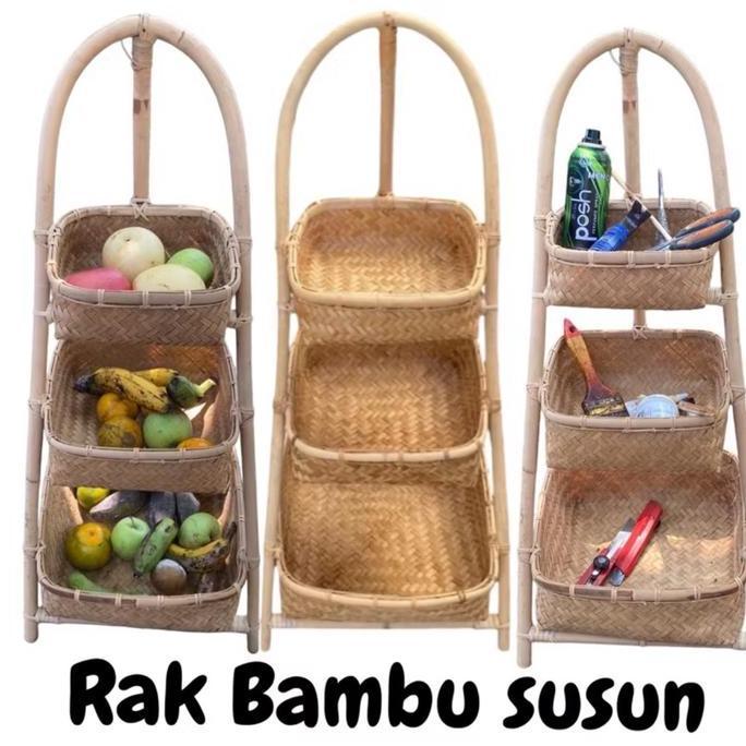 <<<<<] Rak Bambu Susun Kotak - Keranjang buah Bambu - Keranjang Bambu - Rak Susun Bambu - Rak anyama