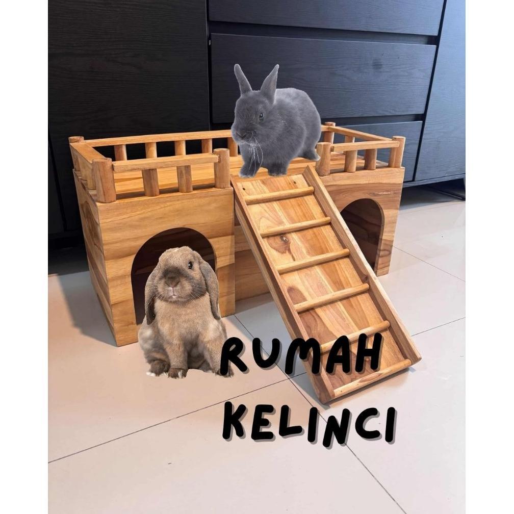 READYY Rumah Kelinci Rumah Kelinci Kandang Kelinci Kayu Rumah marmut 2 pintu