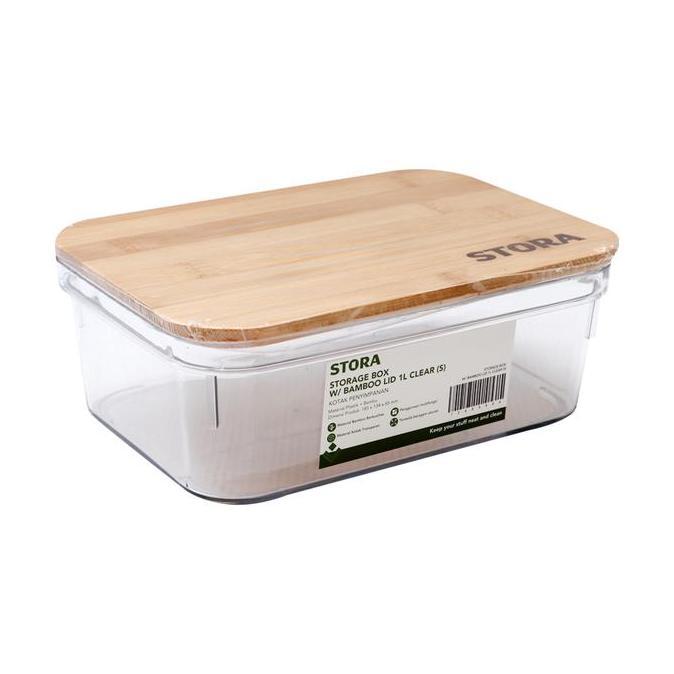 Stora Kotak Penyimpanan Dengan Tutup Bambu