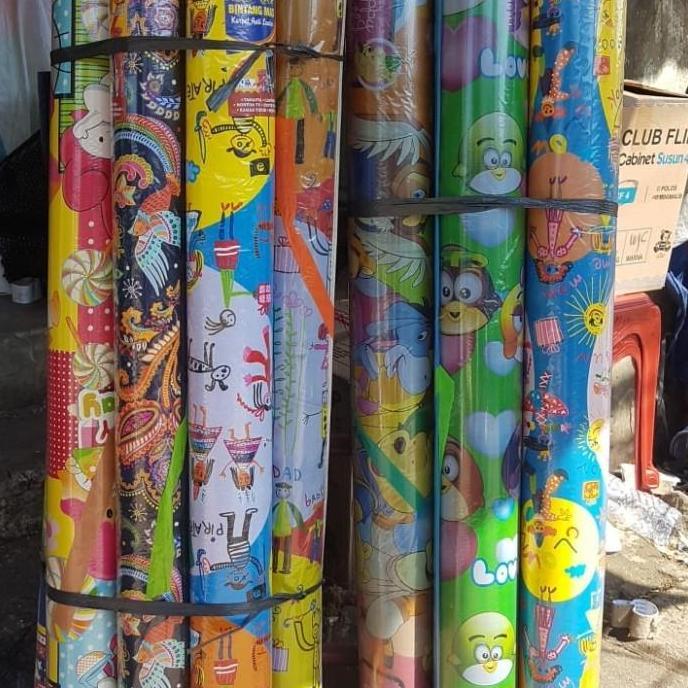 * TIKAR GULUNG PLASTIK / KARPET LANTAI MOTIF / LIPAT MURAH 120 X 170 CM *