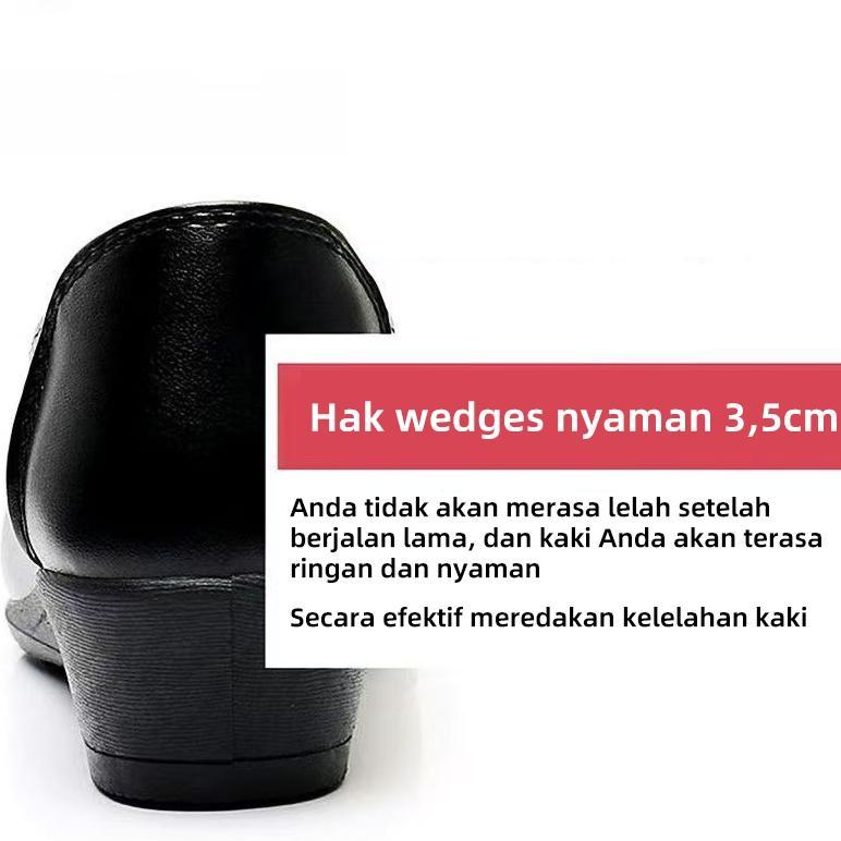 FREE ONGKIR SEPATU WEDGES WANITA SEPATU KERJA HITAM SLIP ON JELLY WEDGES WANITA