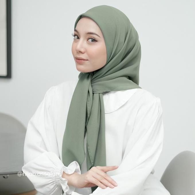 Bagusbanget- Soft Green Series - Hijab Pollycotton Hijab Square ( Hijab Warna Soft Matcha, Green Tea