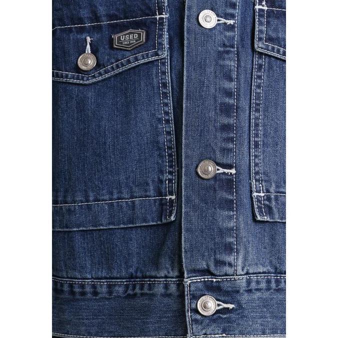 Larisyaa- Used 1968 - Arkana Jaket Jeans Trucker Pria Boxy Fit  Casual