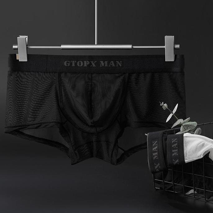 Lansungkirim- Gtopx Boxer Pria Transparan Jaring Karet Boxer Berlubang