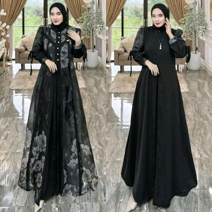 Grosir Fajrina Dres Gamis Muslimah Terbuat Dari Bahan Royal Twist Mix Organza Nyaman Mewah Elegan Re