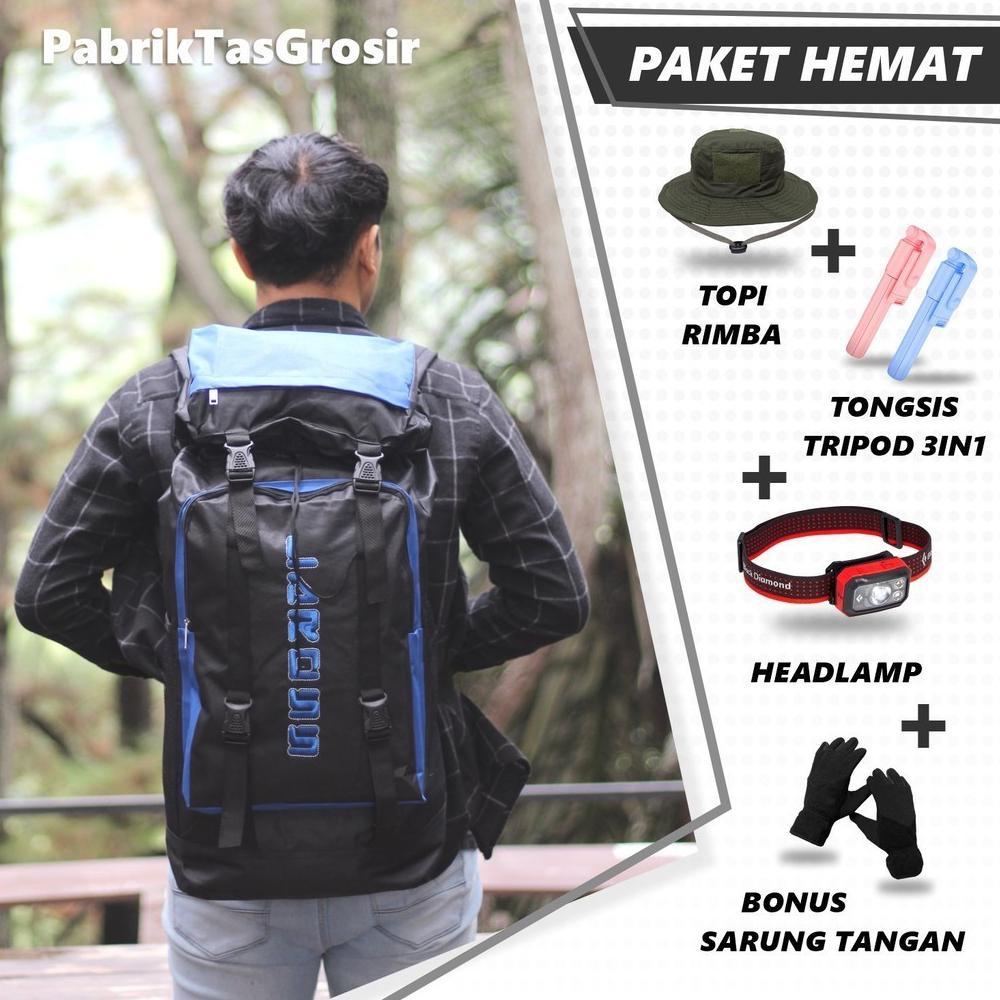 Tas Gunung Murah Combo Hemat Bonus Topi Rimba Sarung Tangan Tongsis Headlamp Carrier 35 liter Bonus 