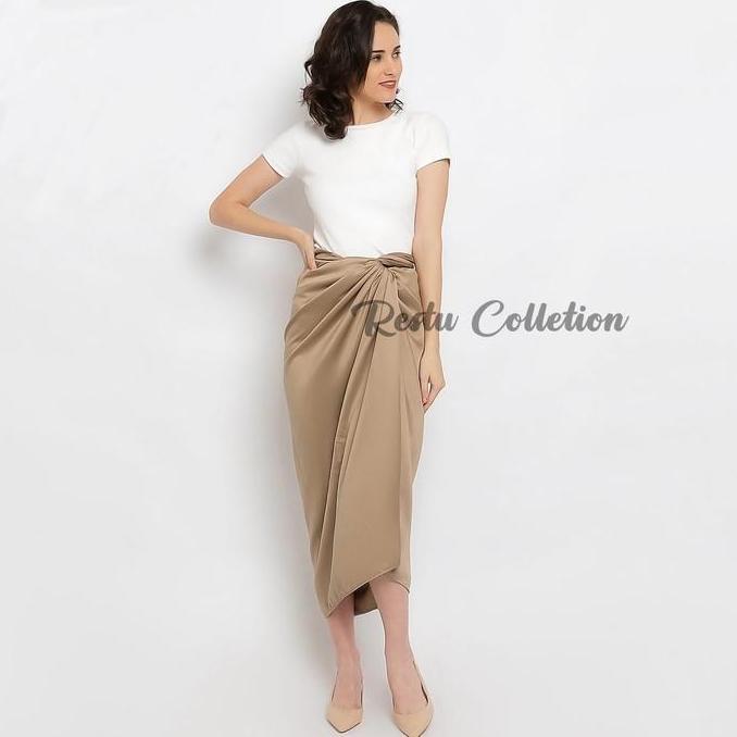 DF345 - Rok Lilit Polos Bawahan Kebaya Wisuda Wanita Bahan Satin Valvet Premium  Mewah Pesta Kekinia