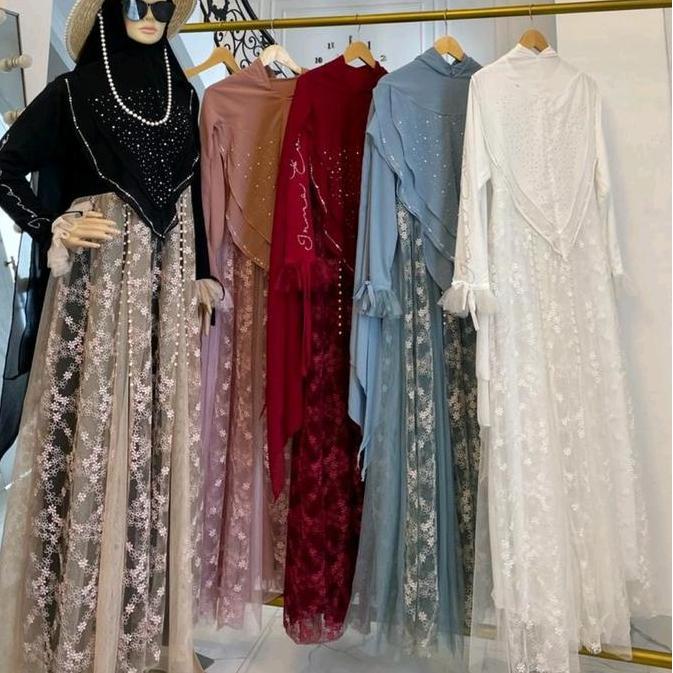 Sekarangaja- Queenza Gamis Ibu (By.Azizahzi) Set Syari Busui Ceruty Karet