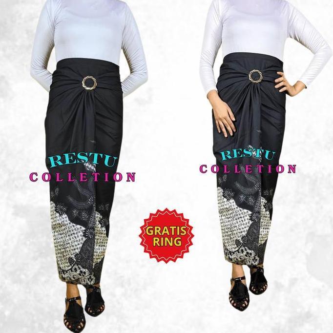 DB91 - ROK LILIT MOTIF BATIK RAMBAT DAN MEGAMENDUNG HITAM BAWAHAN WANITA KEBAYA WISUDA KONDANGAN TUN