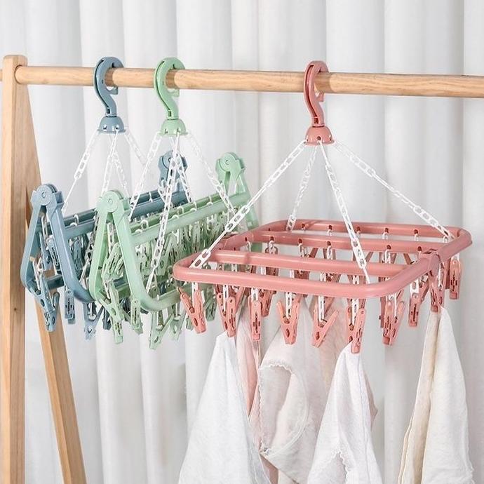 OK ZEY GANTUNGAN JEMURAN SERBAGUNA 32 JEPIT - HANGER KAOS KAKI, CELANA DALAM, BRA, DAN PAKAIAN BAYI 