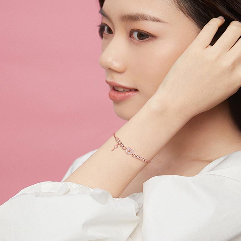 Gelang Hati Girly Gaya Baru Runxin untuk Wanita Fashion Sederhana Zircon Hati Gelang Sahabat dengan 