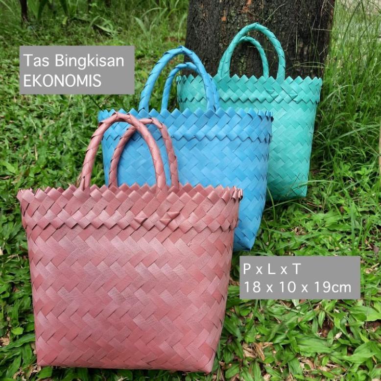 Readyy Tas Anyaman Plastik / Tas Souvenir / Tas Hampers Parcel Mini Polos E16