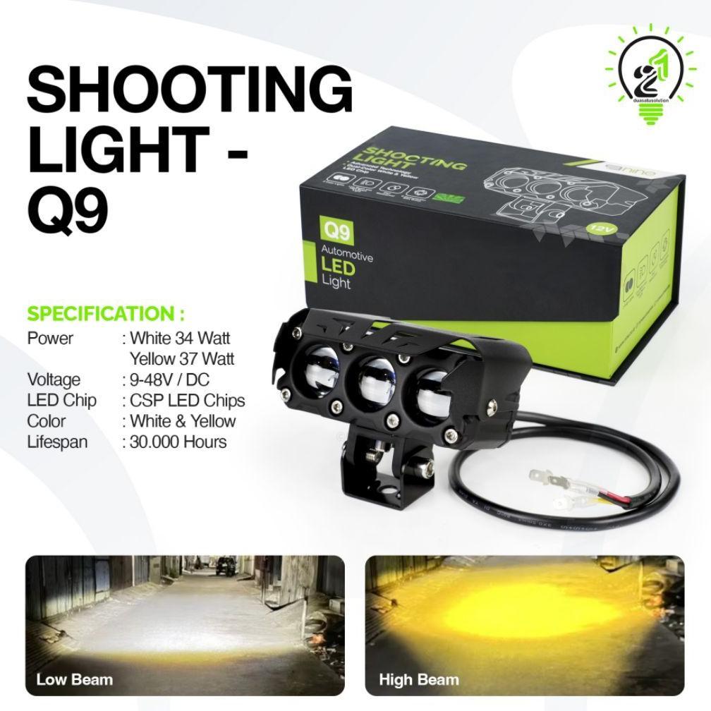 LAMPU LED TEMBAK LASER 3 MATA NINE LUXIMOS Q9 Q9PROHi LOW MOBIL MOTOR 2 WARNA SUPER TERANG