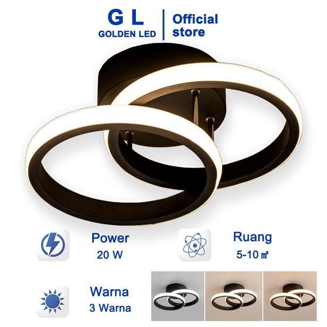 GL 3 Warna Lampu Plafon LED Ceiling Light Lampu Hias Rumah Ruang Tamu/Kamar Tudur/Teras/Lorong Lampu