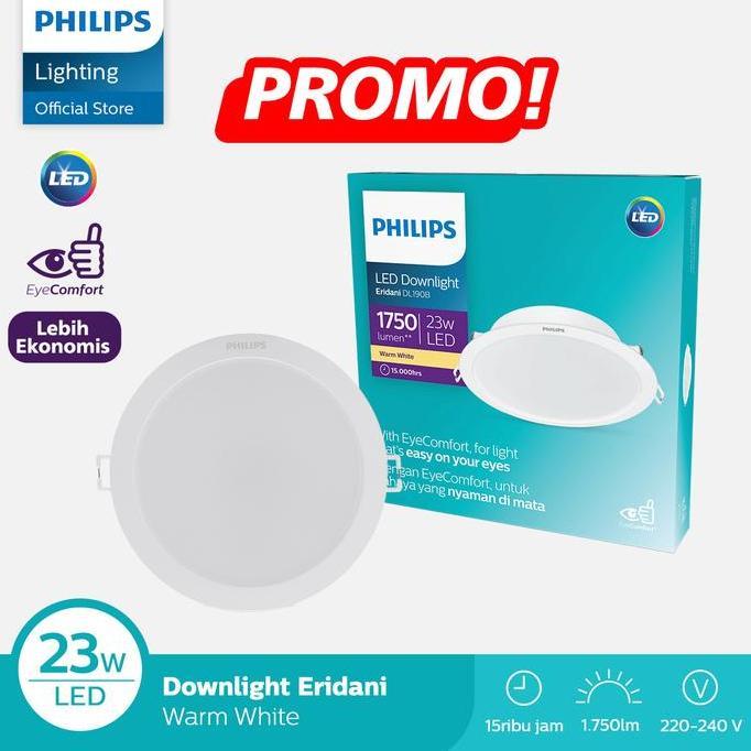 Lampu Philips Downlight Eridani LED18 D200 23W 30K Kuning