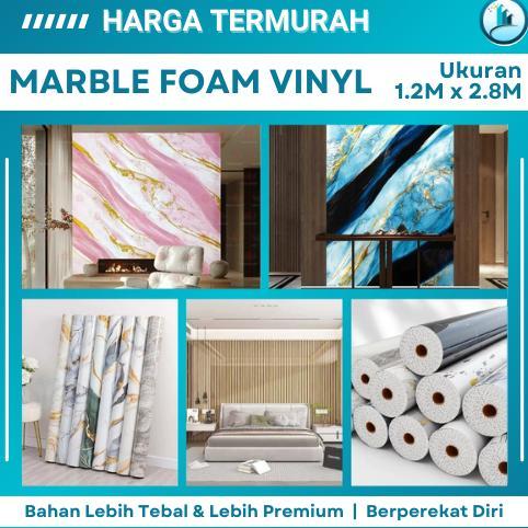 [LUV] Wallpaper Dinding 3D Dekorasi Dinding Rumah Wallfoam Marble Foam Vinyl Motif Marmer Roll Anti 