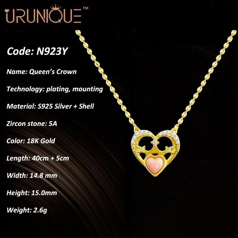URUNIQUE Kalung Liontin Wanita Kalung Perak Asli 925 Necklace Kalung Emas 18K Gold