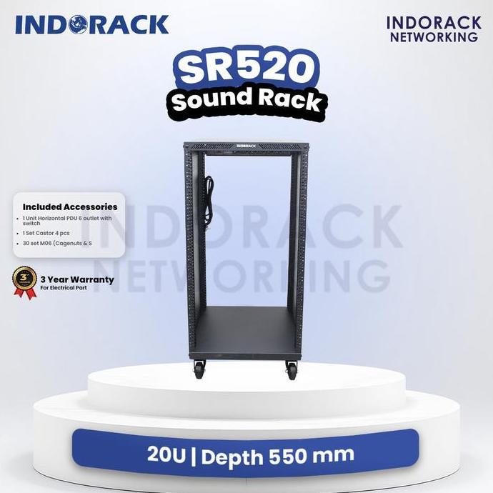 Promo INDORACK Audio Rack 20U Depth 550mm Rak Audio Sound System Mixer SR520 Diskon