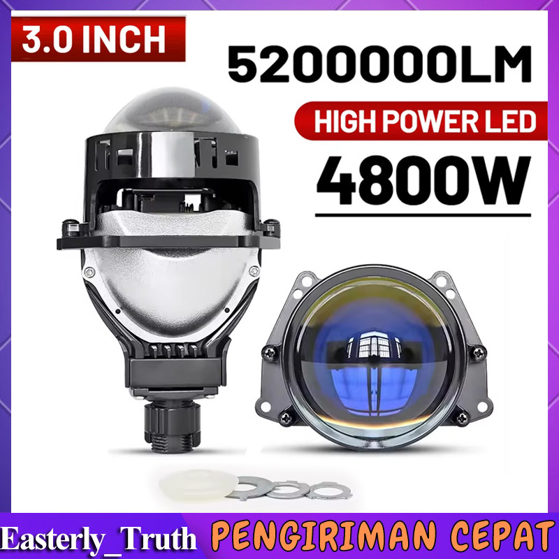 BILED WST 2.5/3 INCH Fiber Karbon DC 12V/HighBeam 55W Premium Lampu Projector Bilens Utama LED H4 Bi