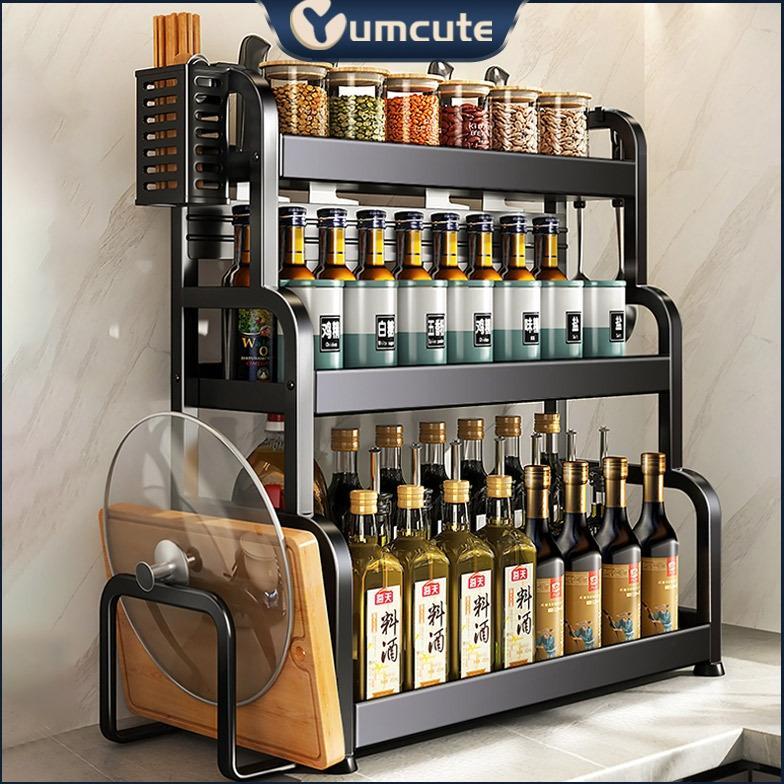 [Saik] Rak Bumbu Dapur Rak Pengatur Botol Bumbu Minyak Garam Saus dan Cuka Multifungsi