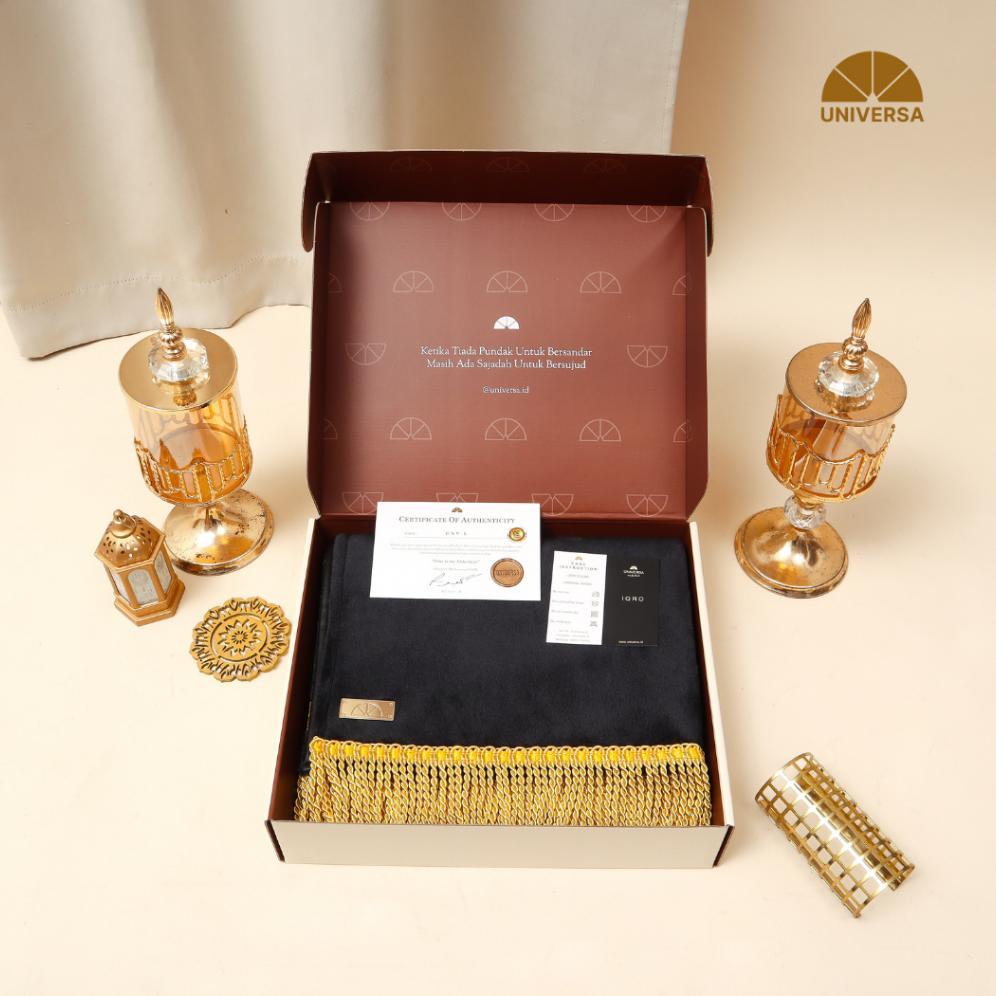 [TERBAIK] (New Box) Universa Sajadah Dewasa HITAM (L) - Sajadah Black Polos, Sajadah Bulu Busa Kulit