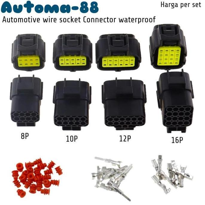 Soket kabel konektor otomotif motor mobil 8 10 12 pin kabel anti air