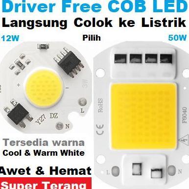 Modul Lampu Sorot Listrik LED COB AC White/Warm 12W-50W PCB Aluminium