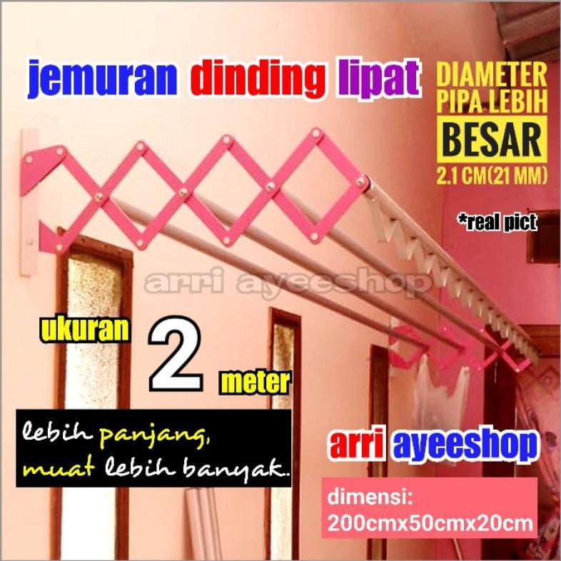 -WF- Jemuran dinding lipat 2 meter dengan cantolan hanger,gantungan baju besar,jumbo 200cm[PUSAT]