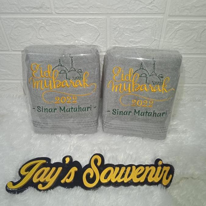 Ready Souvenir Handuk Bordir 50x100 Bordir Gambar Custom + Packing Plastik