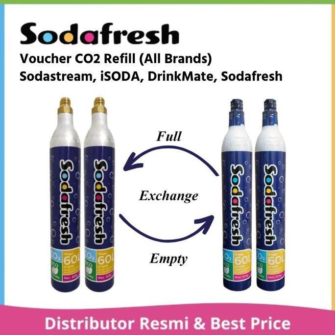SodaStream, Ace, Drinkmate, iSoda, Sodafresh CO2 Voucher Isi Ulang