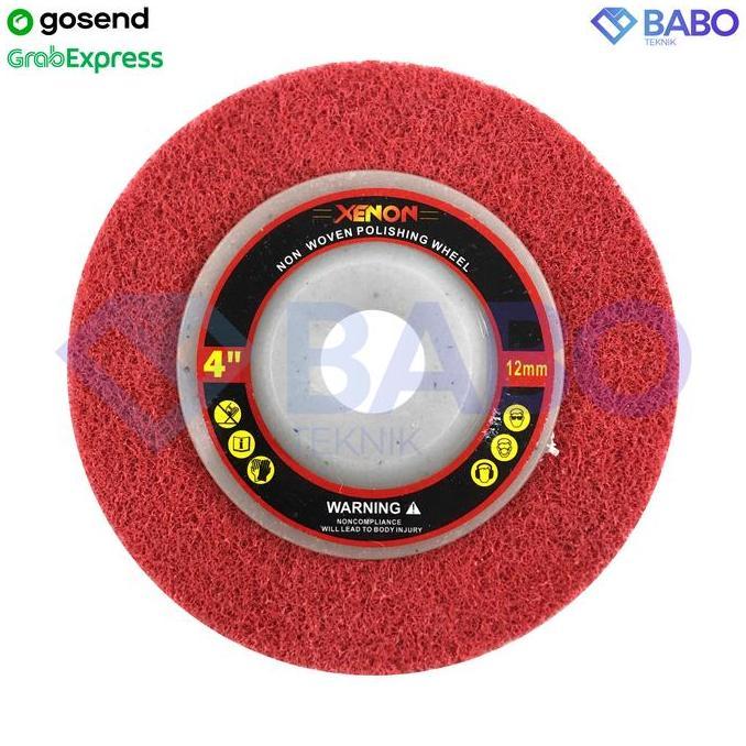 XENON Non Woven Pad 4 inch Merah - Mata Gurinda Poles Non Woven