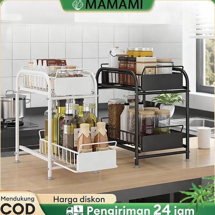 BRAGANZ Rak Dapur Bawah Wastafel Rak Kabinet Dapur Kitchen Rack Rak Lemari Dapur Keranjang Geser Lac