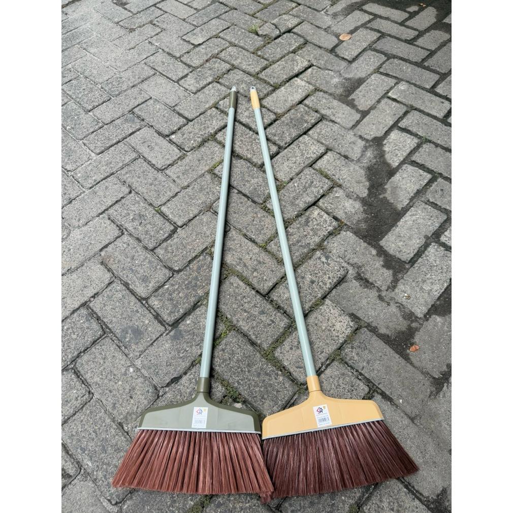 CUCI GUDANG Sinar Sapu Lantai Plastik 1318 Bulu Lembut Anti Keriting Gagang Padat Ringan Kokoh Tahan