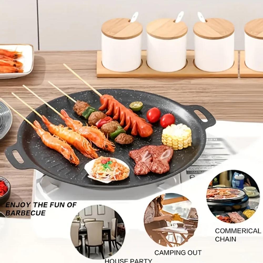 TERMURAH KWE Panci wajan pemanggang Korea 38cm Anti Lengket BBQ Grill Pan Alat Panggang Bisa untuk k