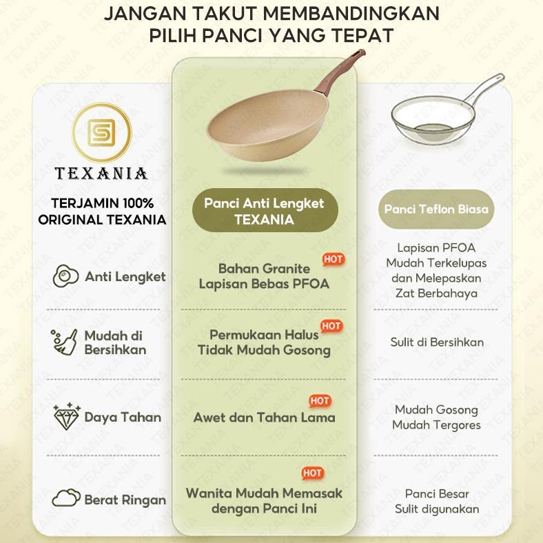 NEW TEXANIA Wajan Keramik 30cm Wajan Anti Lengket Warna Cream Kitchenware