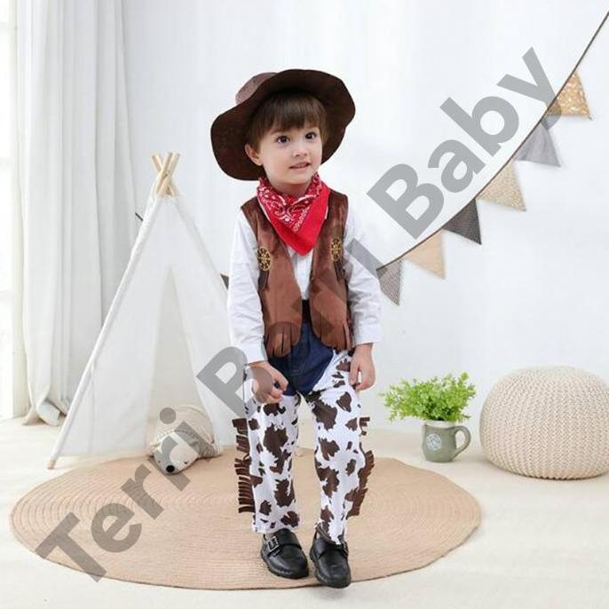 Baju Kostum Cowboy Zorro Koboi Setelan toddler anak Halloween
